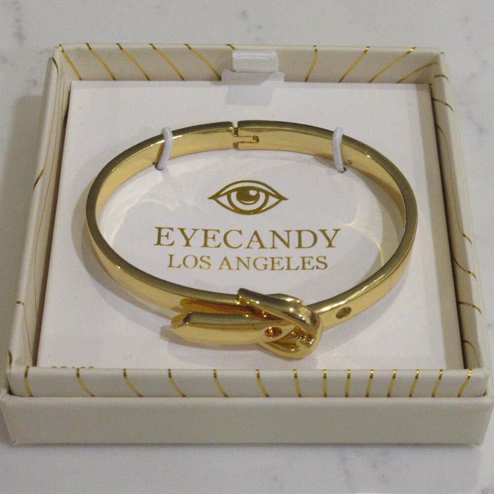 Eye Candy Los Angeles Brass Gold Belt Buckle Cuff Bracelet ~BRAND NEW IN BOX~